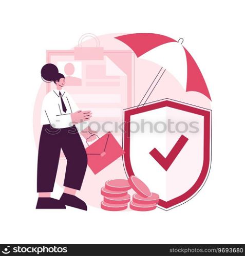 Employment insurance abstract concept vector illustration. Sickness benefits, income replacement, quarantined employee, submit application form, legal document, compensation abstract metaphor.. Employment insurance abstract concept vector illustration.