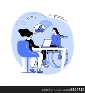 Employment lawyer isolated cartoon vector illustrations. Disabled woman consulting with professional lawyer about her employee rights, legal service, insurance solution vector cartoon.. Employment lawyer isolated cartoon vector illustrations.