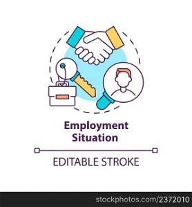 Employment situation concept icon. Labour force. Social planning example abstract idea thin line illustration. Isolated outline drawing. Editable stroke. Arial, Myriad Pro-Bold fonts used. Employment situation concept icon
