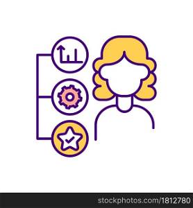 Employment status RGB color icon. Female worker claims for maternity leave. Paid leave entitlement for women to take care of child. Isolated vector illustration. Simple filled line drawing. Employment status RGB color icon