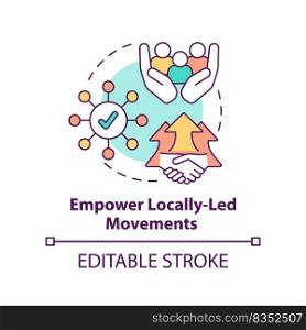 Empower locally≤d movements concept icon. LGBT movement. State support abstract idea thin li≠illustration. Isolated outli≠drawing. Editab≤stroke. Arial, Myriad Pro-Bold fonts used. Empower locally≤d movements concept icon
