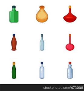 Emprty bottle icons set. Cartoon set of 9 emprty bottle vector icons for web isolated on white background. Emprty bottle icons set, cartoon style