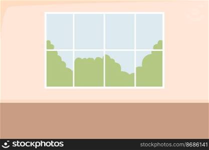 Empty auditorium flat color vector illustration. Institution for education. University and college classroom. Fully editable 2D simple cartoon interior with green walls on background. Empty auditorium flat color vector illustration