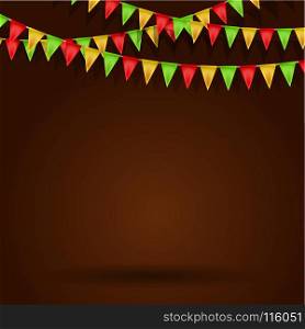 Empty background with carnival flags. Vector illustration