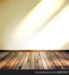 Empty beige Blue wall with spot lights and wooden floor. EPS 10 vector. Beige Blue wall with lights wooden floor. EPS 10