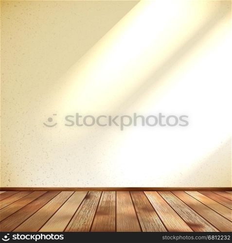 Empty beige wall and wooden floor room. EPS 10 vector. Empty beige wall and wooden floor room. EPS 10