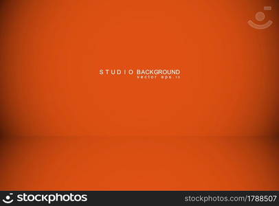 Empty black and orange Studio room Backdrop. Design for Halloween card background. Vector illustration EPS 10