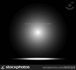 Empty black gradient studio room background. backdrop light interior with copyspace for your creative project, Vector illustration EPS 10