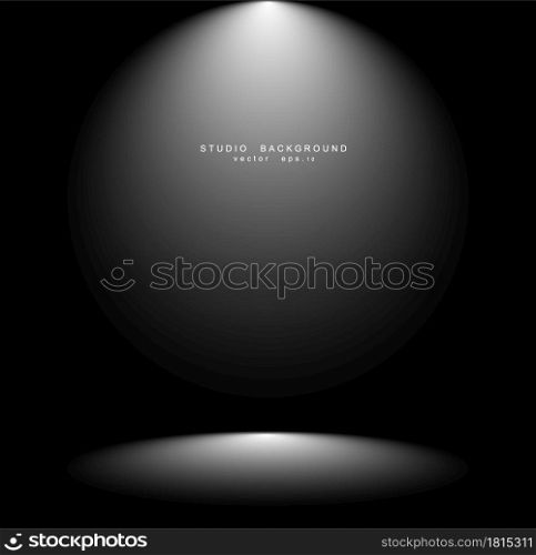Empty black gradient studio room background. backdrop light interior with copyspace for your creative project, Vector illustration EPS 10