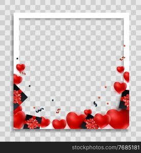 Empty Blank Photo Frame with Hearts Template for Media Post in Social Network. Vector Illustration EPS10. Empty Blank Photo Frame with Hearts Template for Media Post in Social Network. Vector Illustration