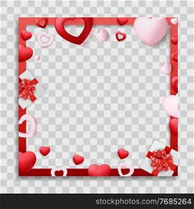 Empty Blank Photo Frame with Hearts Template for Media Post in Social Network. Vector Illustration. Empty Blank Photo Frame with Hearts Template for Media Post in Social Network. Vector Illustration EPS10