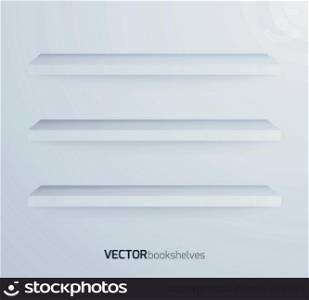 Empty book shelves free space shop wall modern library vector illustration