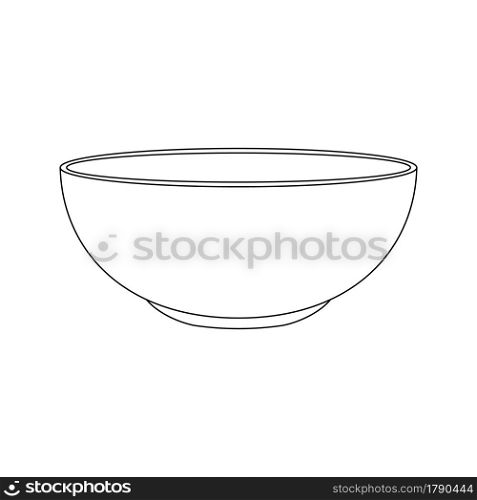 Empty bowl icon in linear style. Food dish for soup or salad isolated on white background. Editable stroke. Vector outline illustration.. Empty bowl icon in linear style. Food dish for soup or salad isolated on white background