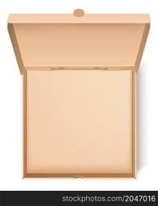 Empty cardboard box. Top view food delivery package mockup in realistic style. Vector illustration. Empty cardboard box. Top view food delivery package mockup in realistic style