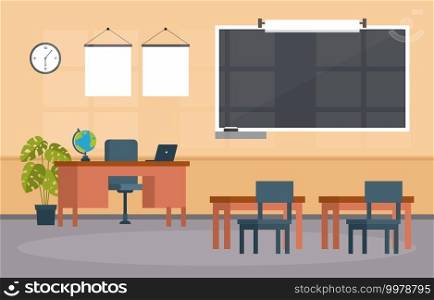 Empty Classroom Education Elementary High School Class Nobody Illustration