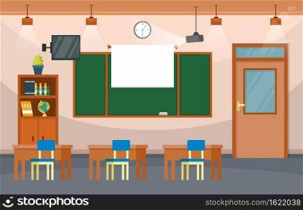 Empty Classroom Interior Education Elementary School Class Nobody Illustration