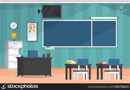 Empty Classroom Interior Education High School Class Nobody Illustration