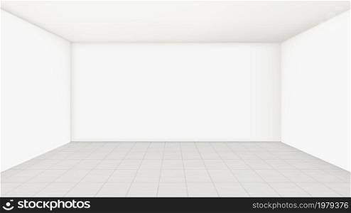 Empty Conference Room Stylish Renovation Vector. Office Room For Meeting And Presentation With Tile Flooring And Blank Walls. Cabinet Indoor Space Template Realistic 3d Illustration. Empty Conference Room Stylish Renovation Vector