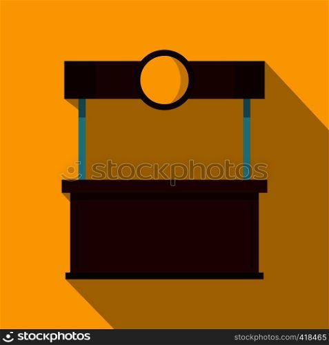 Empty counter with canopy icon. Flat illustration of empty counter with canopy vector icon for web isolated on yellow background. Empty counter with canopy icon, flat style