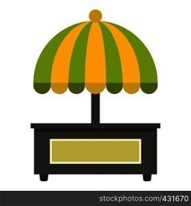 Empty counter with yellow and green umbrella icon flat isolated on white background vector illustration. Empty counter with yellow and green umbrella icon