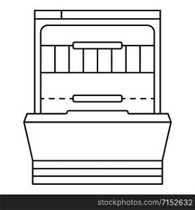 Empty dishwasher icon. Outline empty dishwasher vector icon for web design isolated on white background. Empty dishwasher icon, outline style