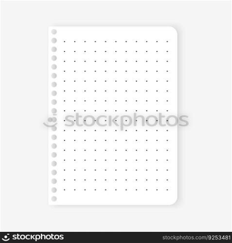 Empty dotted paper page, note mockup for school. Blank clean notebook. White sheet document for education. Vector illustration. EPS 10.. Empty dotted paper page, note mockup for school. Blank clean notebook. White sheet document for education. Vector illustration.