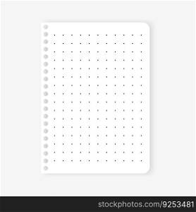 Empty dotted paper page, note mockup for school. Blank clean notebook. White sheet document for education. Vector illustration. EPS 10.. Empty dotted paper page, note mockup for school. Blank clean notebook. White sheet document for education. Vector illustration.