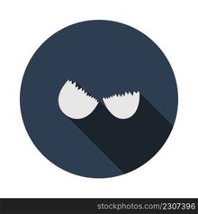 Empty Egg Shell Icon. Flat Circle Stencil Design With Long Shadow. Vector Illustration.