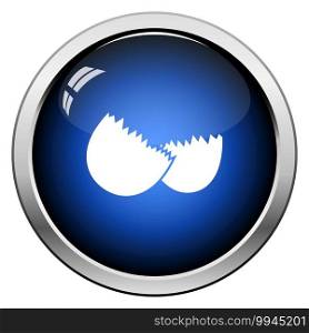 Empty Egg Shell Icon. Glossy Button Design. Vector Illustration.