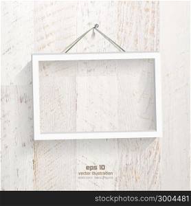 Empty frame picture on the shabby and painted wooden plank. EPS 10 vector illustration