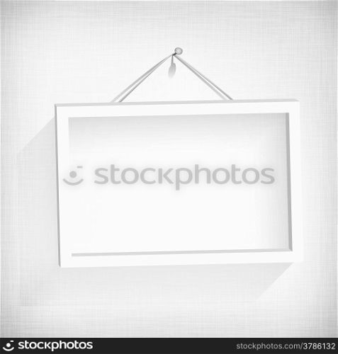 Empty frame picture on the white canvas texture. Vector illustration