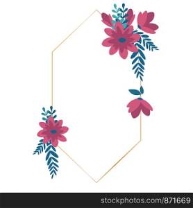 Empty geometric golden floral frame with space for text.