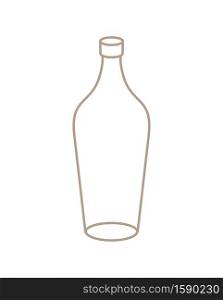 Empty Glass bottle isolated. transparent flask on white background
