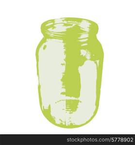 Empty glass jar isolated on a white background. Vector illustration.