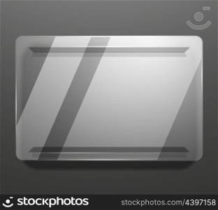 Empty glass plate vector background