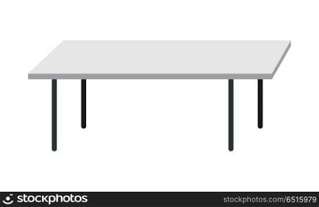 Empty Kitchen Table Isolated on White Background. Empty kitchen table isolated on white background. Modern piece of furniture in the office interior. Wooden table. Empty workplace. Editable element for your design. Flat style. Vector illustration.