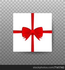 Empty open gift box with red color bow knot, ribbon isolated on transparent background. Vector stock illustration. Empty open gift box with red color bow knot, ribbon isolated on transparent background. Vector stock illustration.