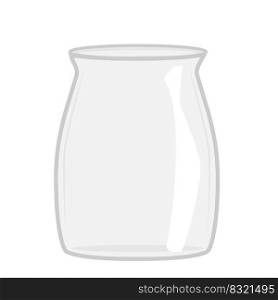 Empty open glass jar isolated on white background. Vector illustration.