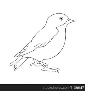 Empty outline of a bird. Isolated on a white background. Flat design for postcards, scrapbooking, coloring books and decoration.