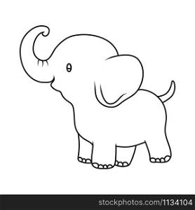 Empty outline of a cute children&rsquo;s cartoon baby elephant .. Isolated outline for coloring books. Vector contour illustration for coloring. Doodle style.
