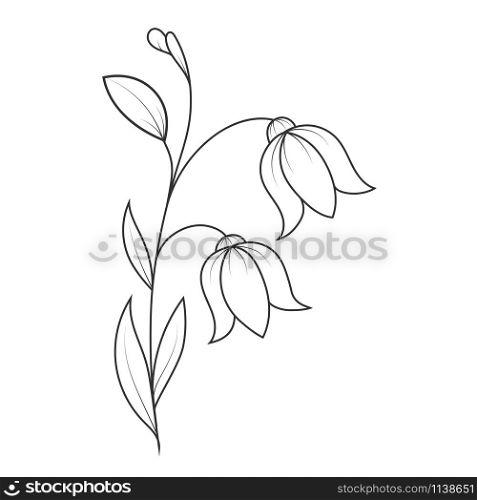 Empty outline of a flower with petals. A Doodle-style outline is isolated on a white background. Flat design for coloring books, postcards and decoration.