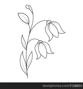 Empty outline of a flower with petals. A Doodle-style outline is isolated on a white background. Flat design for coloring books, postcards and decoration.