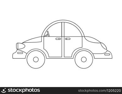 Empty outline of the car for coloring with pencils, paints and markers for children and adults. Picture for a coloring book. Isolated on a white background. Simple design.