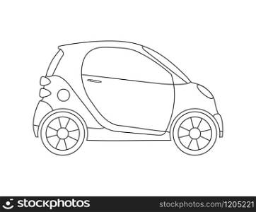 Empty outline of the car for coloring with pencils, paints and markers for children and adults. Picture for a coloring book. Isolated on a white background. Simple design.