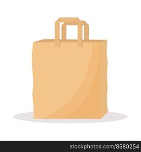 Empty paper bag isolated on white background. Flat vector illustration.. Empty paper bag isolated on white background. Flat vector illustration