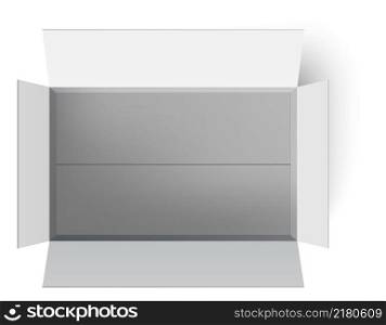 Empty paper box. White cardboard package mockup isolated on white background. Empty paper box. White cardboard package mockup