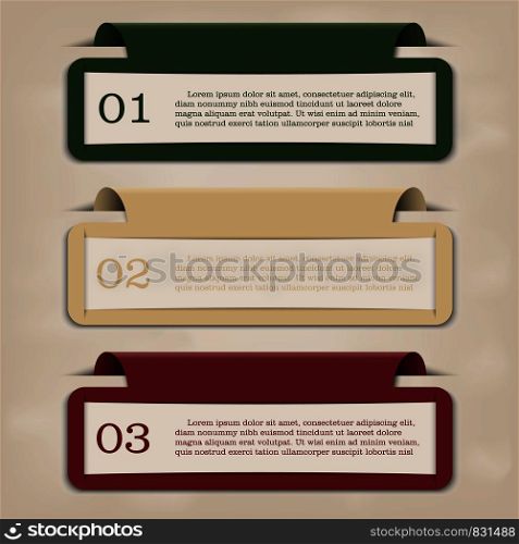 Empty paper label or abstract vintage old paper banners element for advertising and design. Vector illustration