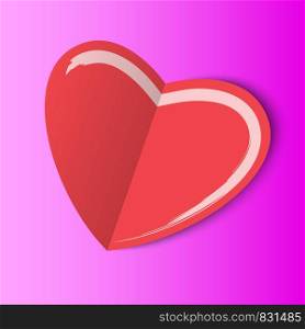 Empty paper label with heart shape on pink background for advertising and design for valentine card. Vector illustration