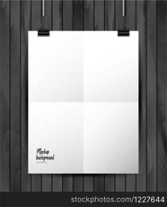 Empty paper sheet. A4 format paper with shadows on the layout on wooden background.. Empty paper sheet. A4 format paper with shadows on the layout on wooden background. Vector Illustration.