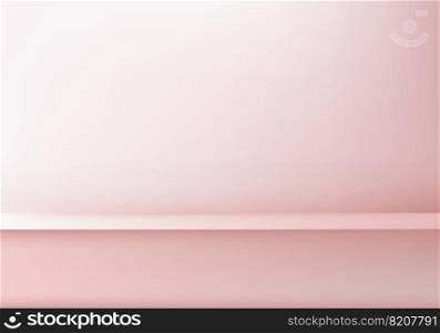 Empty pastel pink color studio room minimal background with copy space. You can use for product display, cosmetic advertising, showcase, presentation, website, banner, etc. Vector illustration